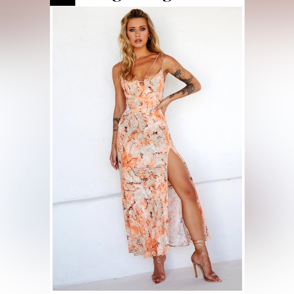 Strappy Orange Floral Maxi Dress